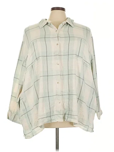 Pre-owned Studio Park 3/4 Sleeve Button Down Shirt In Green