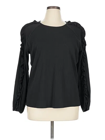 Pre-owned Studio Park Long Sleeve Top Black Crew Neck Tops