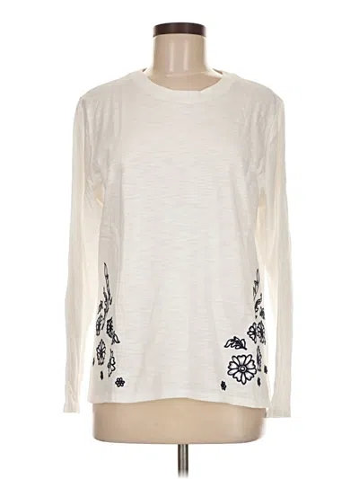 Pre-owned Studio Park Long Sleeve Top Ivory Crew Neck Tops In White