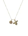 Studio Pennylane Women's Petite Penny From Heaven With Dove Charm Necklace In Yellow Bronze In Multi