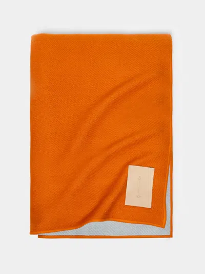 Studio Shamshiri X Abask Handwoven Cashmere Double-faced Extra Large Blanket (118in/3m) In Orange