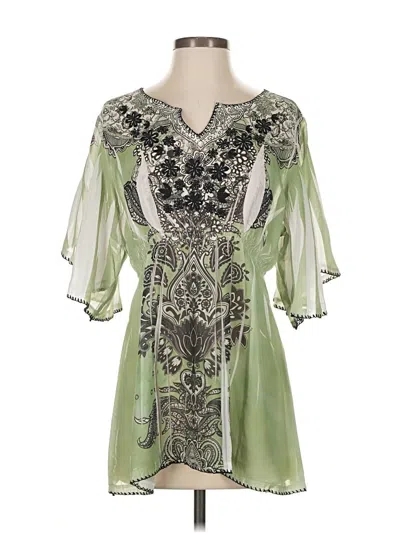 Pre-owned Studio Short Sleeve Blouse In Green