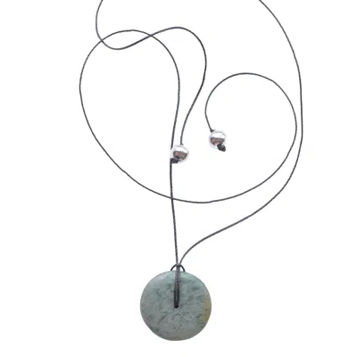 Studio Solíz Women's Black / Green / Silver Disco Maya Jade Pendant & Sterling Silver Necklace In Multi