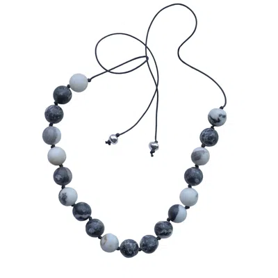 Studio Solíz Women's Black / Silver / White Contraste Zebra Jasper & Sterling Silver Necklace In Multi
