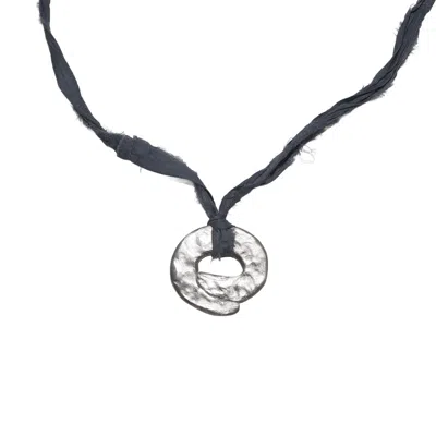 Studio Solíz Women's Blue Río Hand Sculpted Silver Pendant On Silk Ribbon