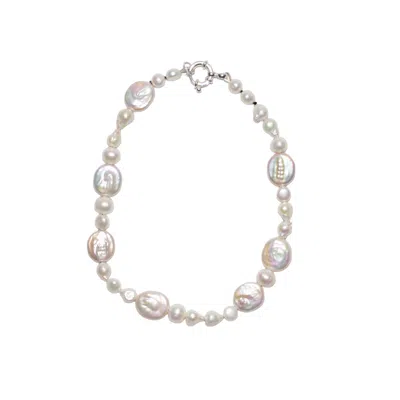 Studio Solíz Women's White Orilla Mixed Pearl Choker Necklace