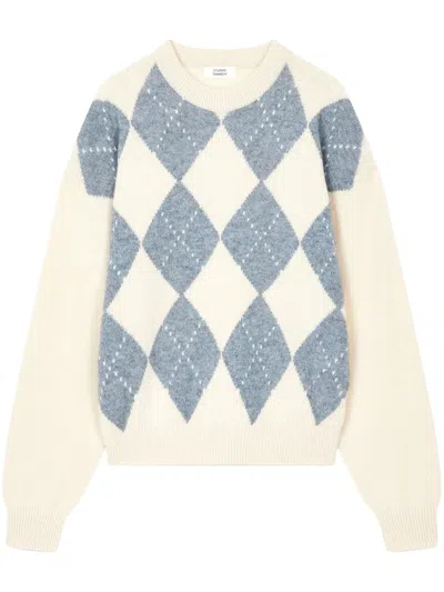 Studio Tomboy Argyle Intarsia Knit Sweater In Neutrals