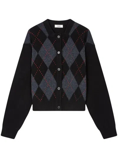 Studio Tomboy Argyle-pattern Cardigan In Black