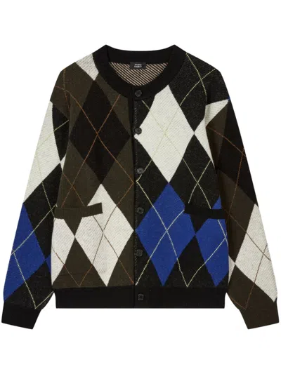 Studio Tomboy Argyle-pattern Cardigan In Black