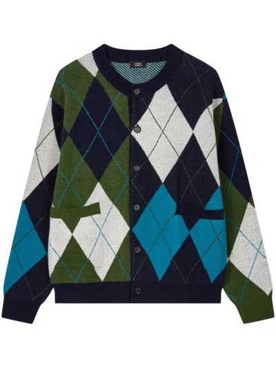 Studio Tomboy Argyle-pattern Cardigan In Green