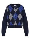Studio Tomboy Argyle-pattern Round-neck Cardigan In Blue