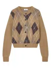 Studio Tomboy Argyle-pattern Round-neck Cardigan In Brown