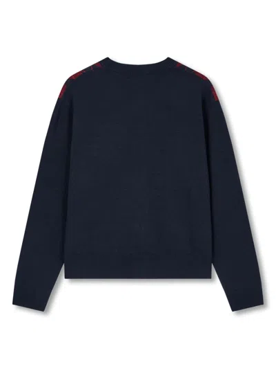 Studio Tomboy Argyle-pattern Round-neck Cardigan In Red