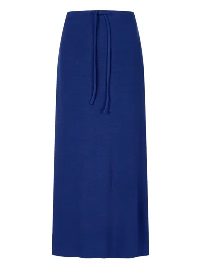 Studio Tomboy Back-slit Long Skirt In Blue