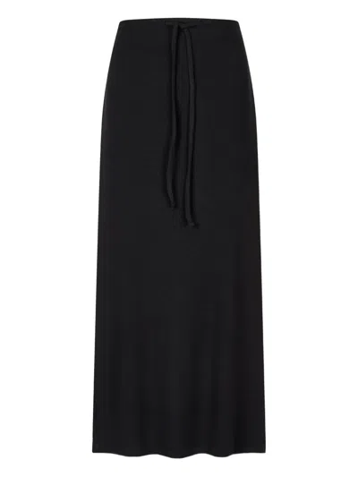 Studio Tomboy Back-slit Long Skirt In Blue