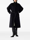 Studio Tomboy High Collar Belted Coat In Black