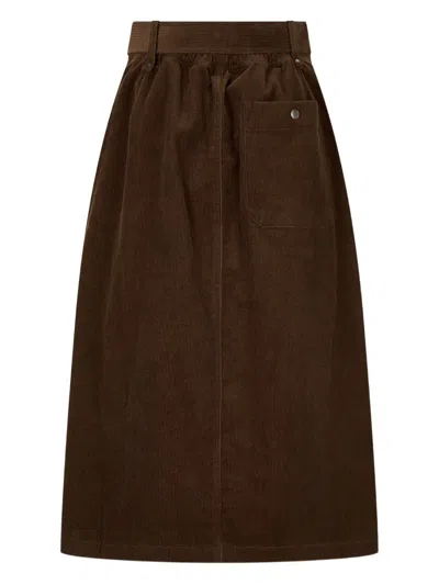 Studio Tomboy Belted Corduroy Skirt In Brown