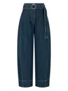 Studio Tomboy Belted Panelled Denim Trousers In Blue