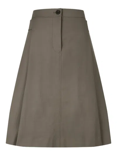 Studio Tomboy Belted Pleated Midi Skirt In Brown