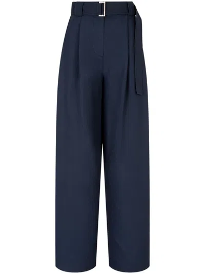 Studio Tomboy Belted Tuck Trousers In Blue