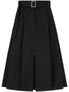 Studio Tomboy Belted Two-tuck Midi Skirt In Black