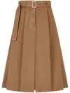 Studio Tomboy Belted Two-tuck Skirt In Brown