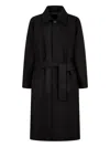 Studio Tomboy Belted Wool Coat In Black