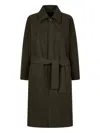 Studio Tomboy Belted Wool Coat In Green