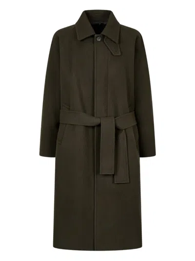 Studio Tomboy Belted Wool Coat In Green