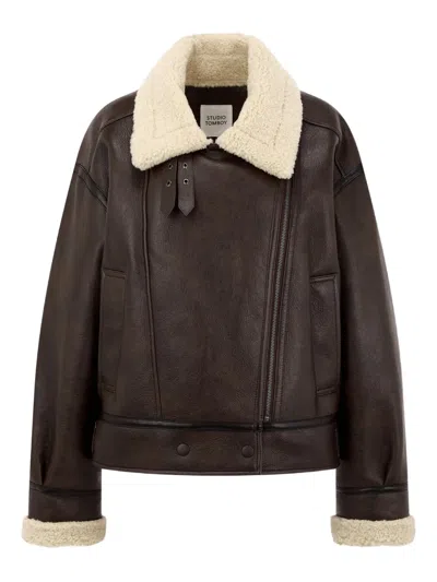 Studio Tomboy Buckle-detail Jacket In Brown