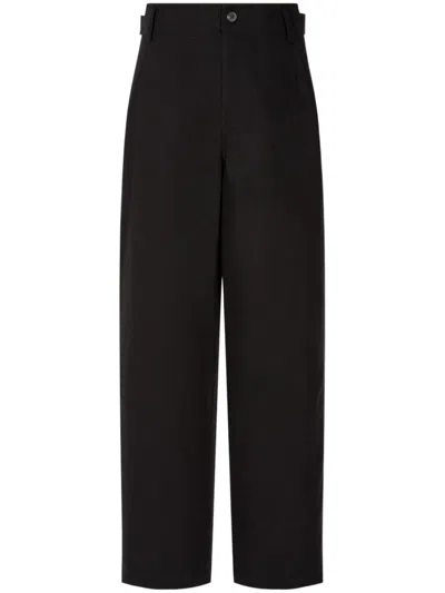 Studio Tomboy Pintuck-detail Wide-leg Trousers In 黑色