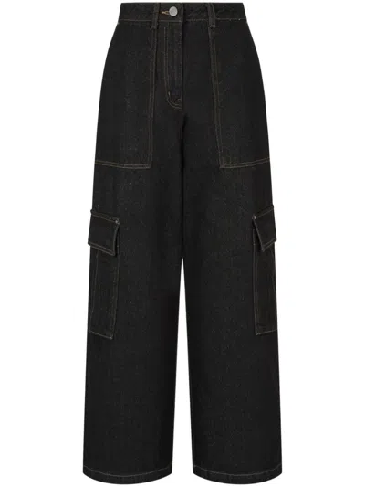 Studio Tomboy Cargo-pocket Wide-leg Jeans In Black