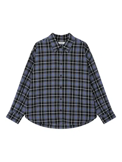 Studio Tomboy Checked Cotton Shirt In Black
