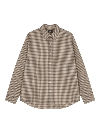 Studio Tomboy Checked Cotton Shirt In Neutral