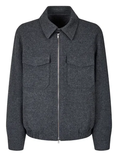 Studio Tomboy Chest-pocket Zip-up Jacket In Gray