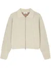 Studio Tomboy Classic-collar Zip-up Cardigan In Neutrals