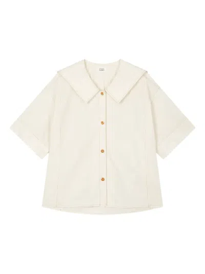 Studio Tomboy Collared Button-up Shirt In Neutrals