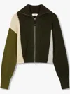 Studio Tomboy Colour-block Zip-up Cardigan In 绿色