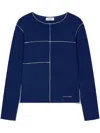 Studio Tomboy Contrast-stitch Detailing T-shirt In Blue