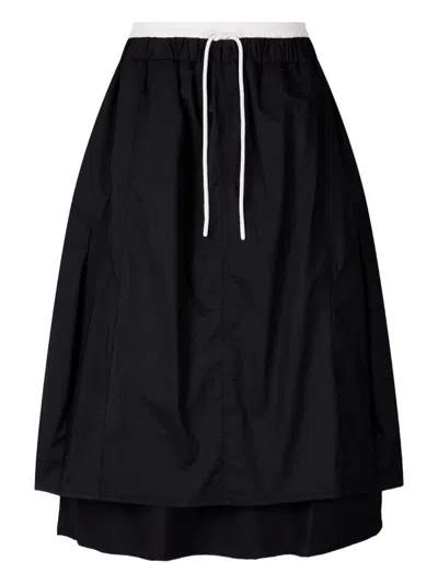 Studio Tomboy Contrast-waist Skirt In Black