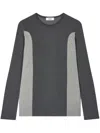 Studio Tomboy Contrasting-trim Cotton Top In Grey