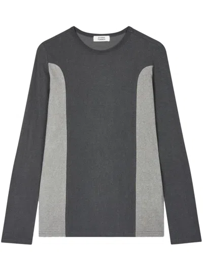 Studio Tomboy Contrasting-trim Cotton Top In Grey
