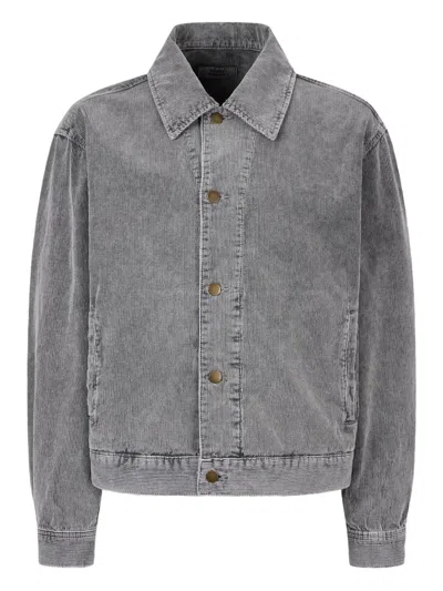 Studio Tomboy Corduroy Button-fastening Shirt Jacket In Gray