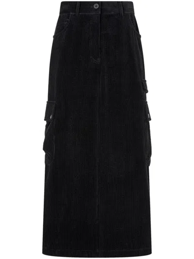 Studio Tomboy Corduroy Cargo Skirt In Black