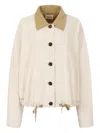 Studio Tomboy Corduroy-collar Bomber Jacket In Neutral