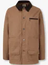 Studio Tomboy Corduroy-collar Canvas Jacket In Brown
