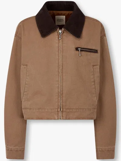 Studio Tomboy Corduroy-collar Cropped Jacket In 中性色