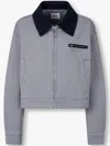 Studio Tomboy Corduroy-collar Cropped Jacket In Blue