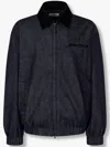 Studio Tomboy Corduroy-collar Denim Jacket In Blue