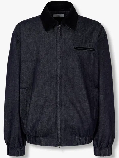 Studio Tomboy Corduroy-collar Denim Jacket In Blue